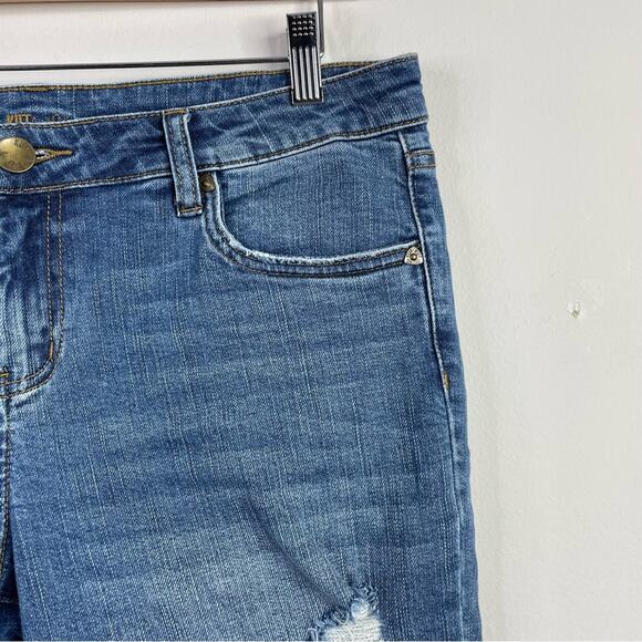 Kut from the Kloth Sophie Stretch Denim Distressed Bermuda jean shorts womens 8 - Picture 3 of 13